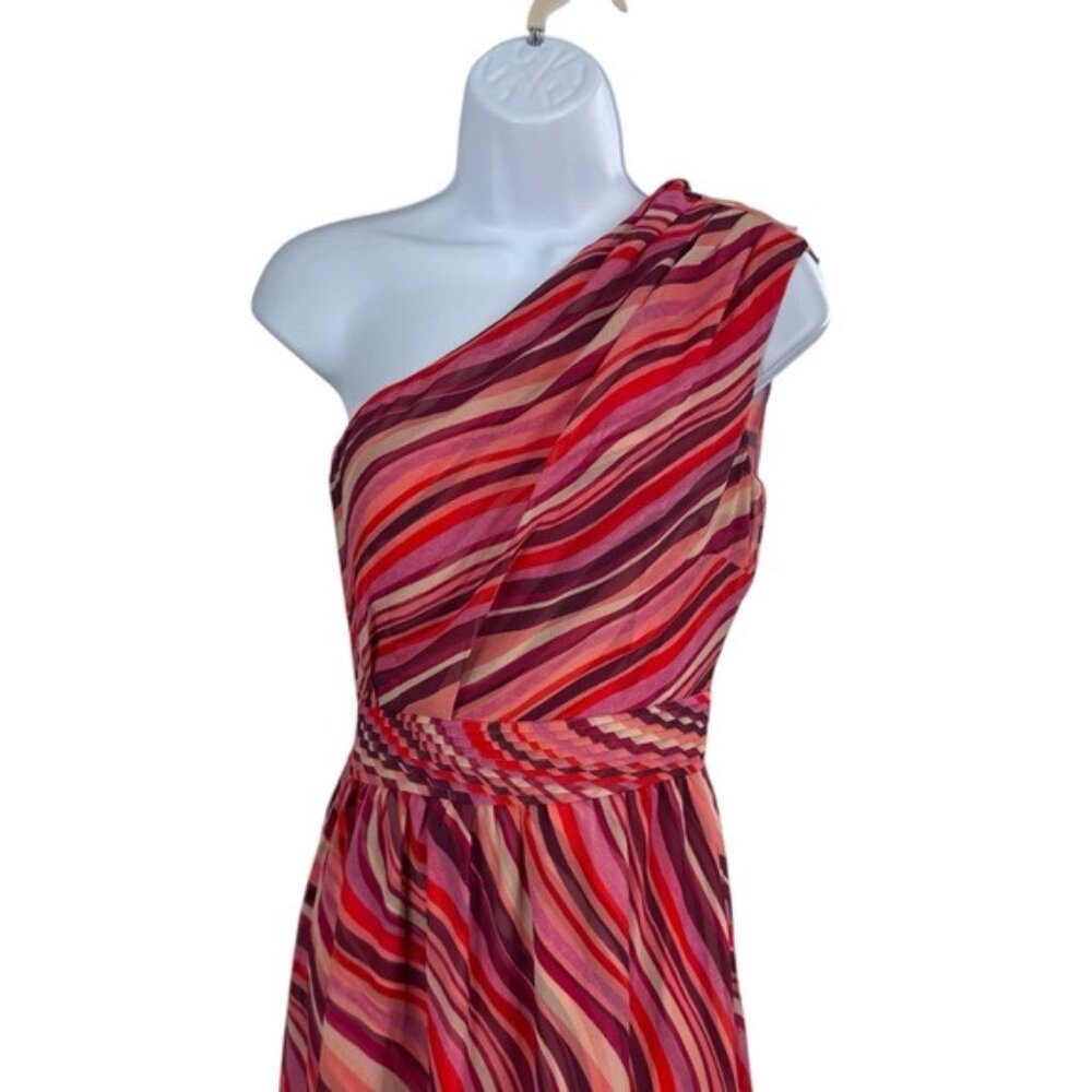 Tuckernuck One-Shoulder Maxi Dress in Pink and Red Wave Print - Picture 6 of 12